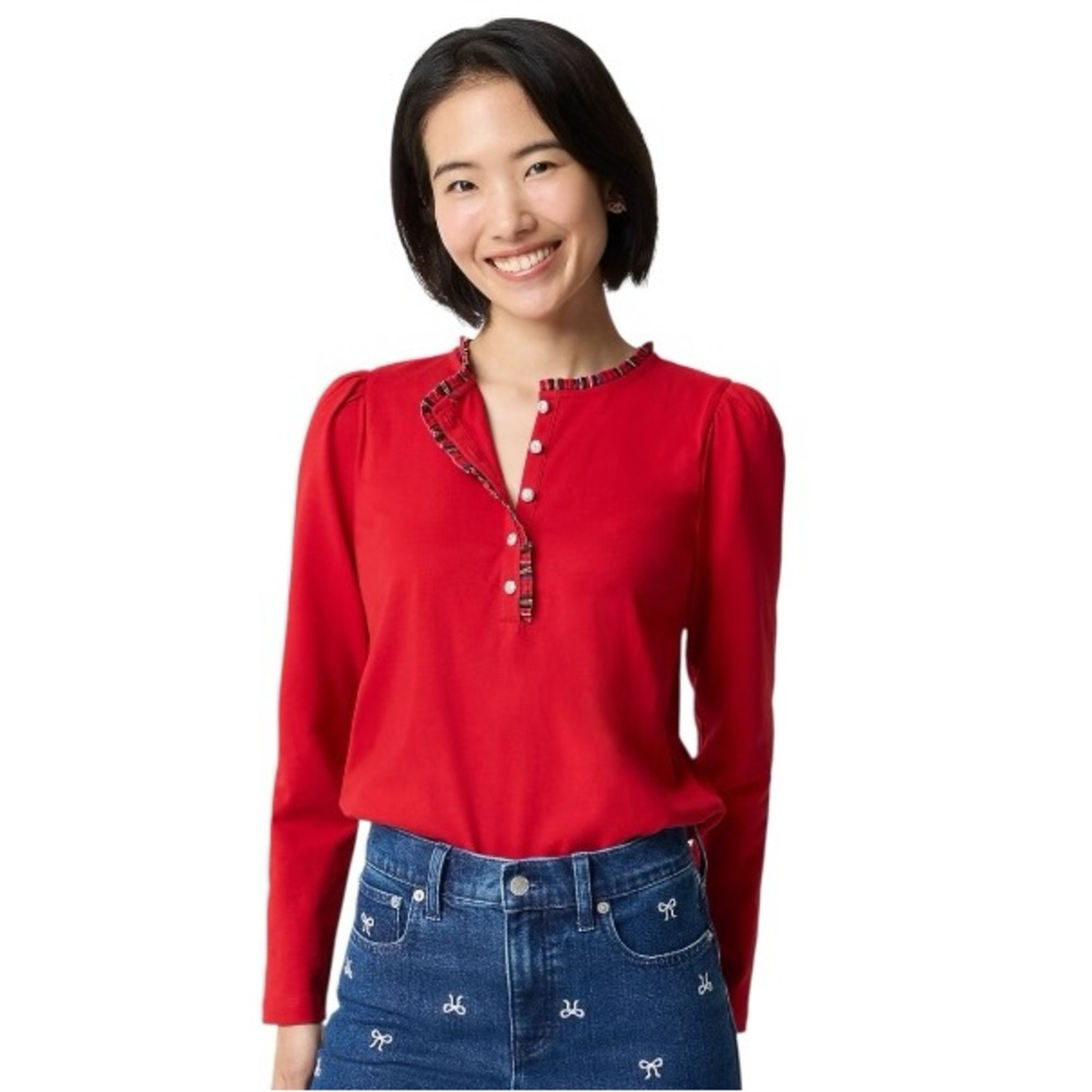 J. Crew Long-Sleeve Tartan and Jewels Henley size L CO282 NWT